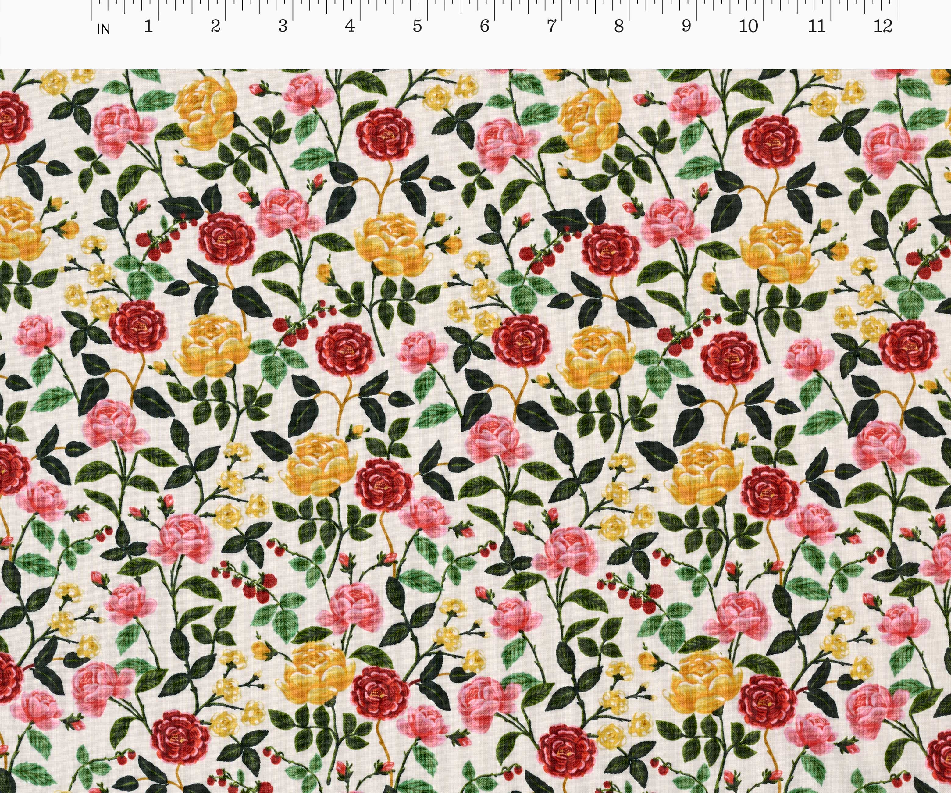 Roses Cotton Fabric - Cream
